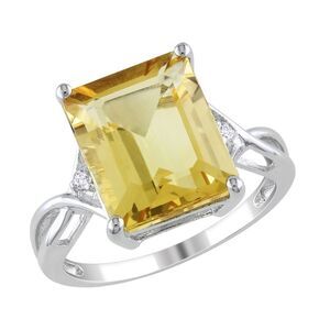 Citrine and White Topaz 6.63 Carat (ctw) Infinity Ring in Sterling Silver
